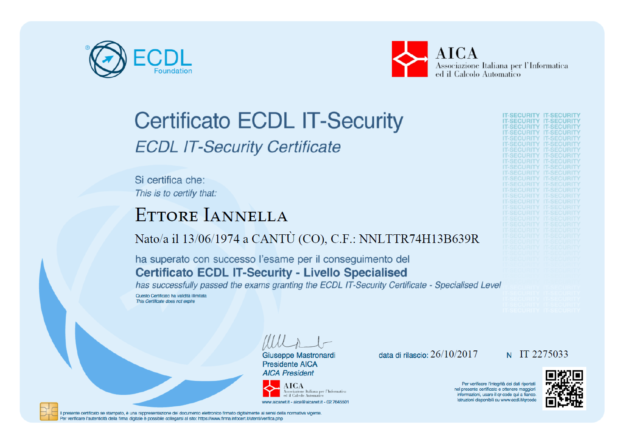 ECDL IT-Security – Livello Specialized