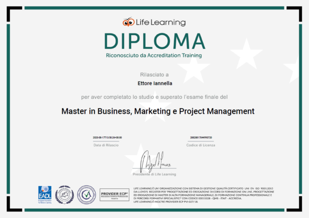 Master in Business, Marketing e Project Management